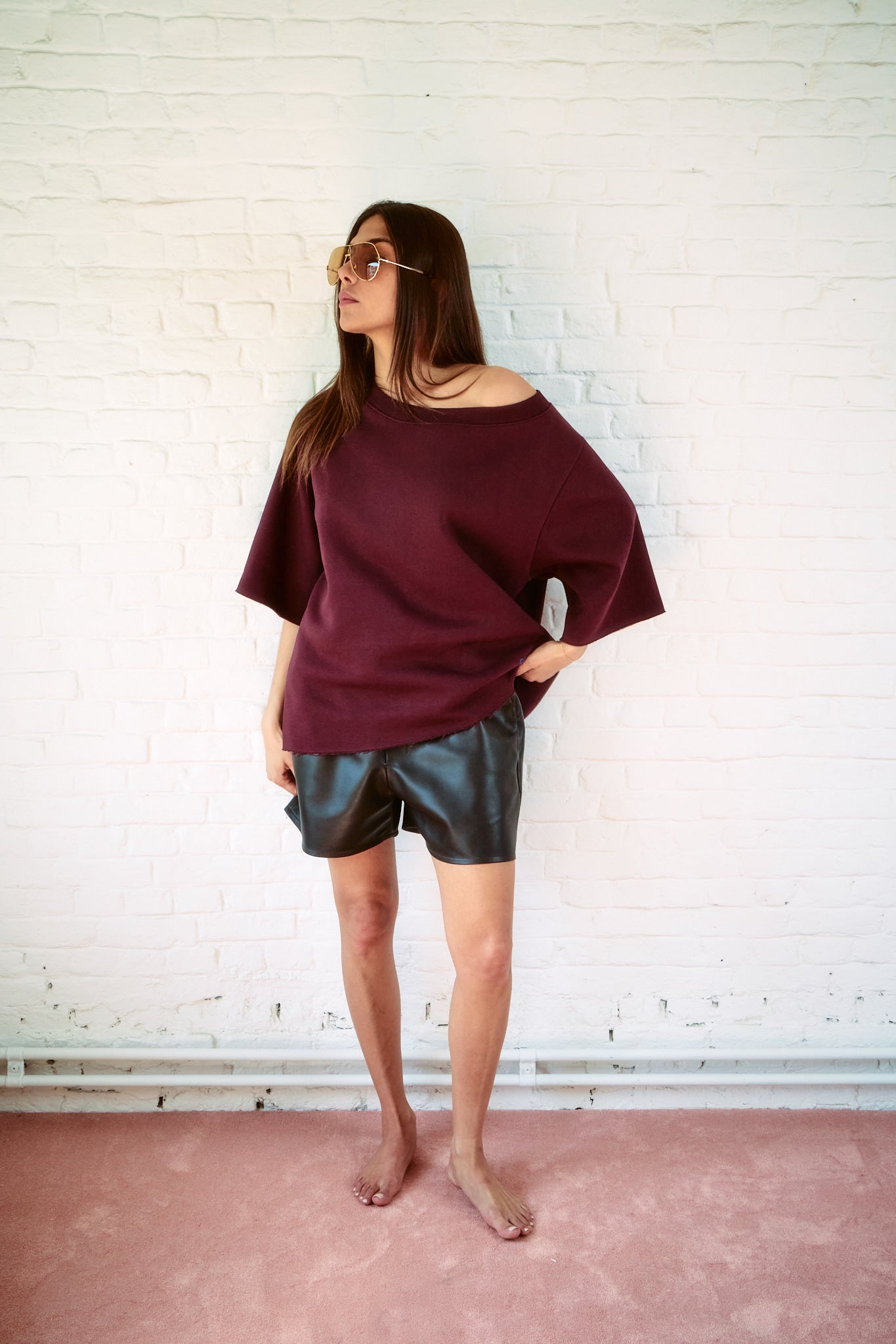 The Off shoulder Sweat - Plum