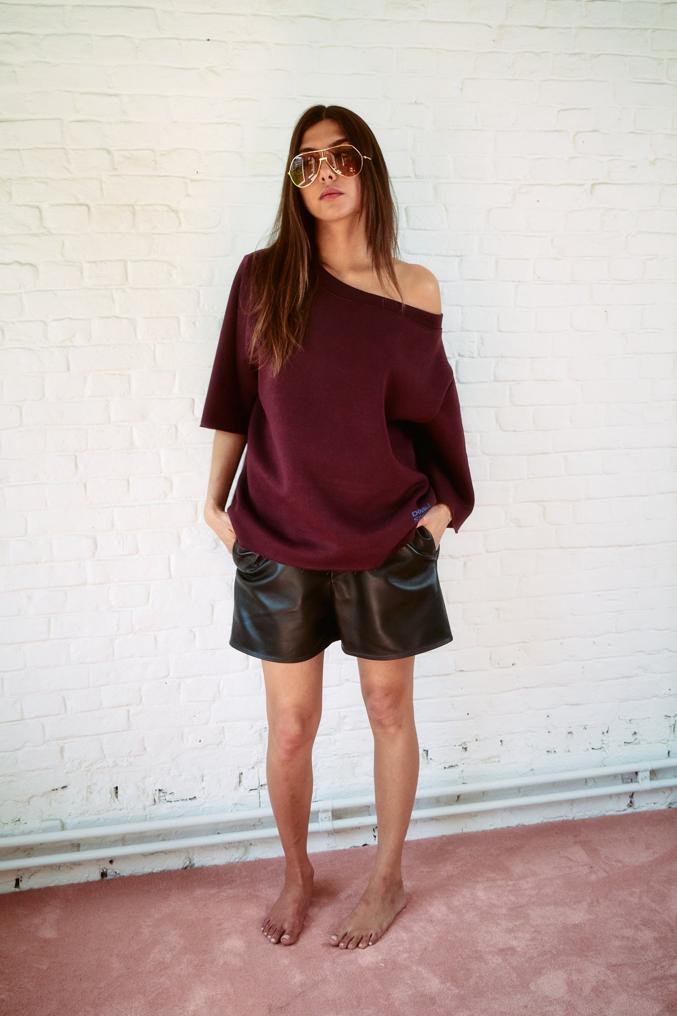 The Off shoulder Sweat - Plum