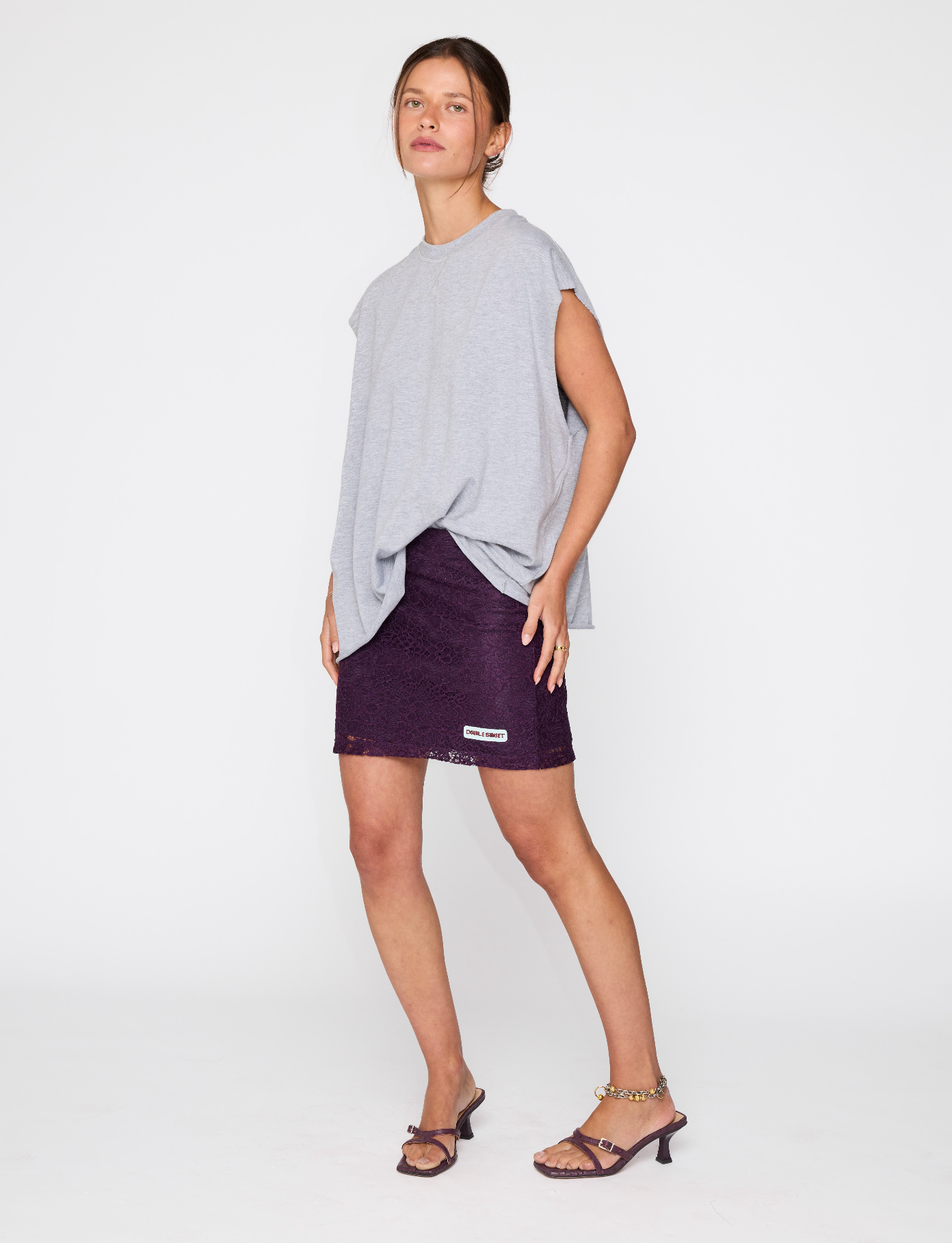 The Lace Mini Skirt I Purple